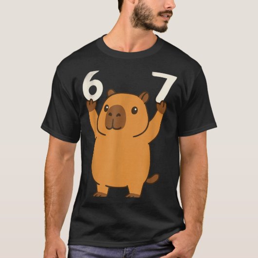 カピバラ 67 面白い メーム シックス セブン  Tシャツ (正面)
