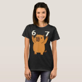 カピバラ 67 面白い メーム シックス セブン Tシャツ (正面フル)