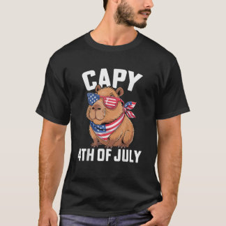 カピバラ 7月4日 アメリカ国旗 サングラス Tシャツ
