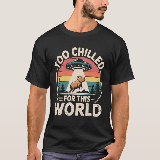 カピバラ UFO エイリアン 誘拐 楽しい Tシャツ (正面)