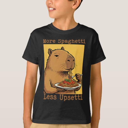 カピラがイタリアン・スパゲッティを食べる 落ち着いて Tシャツ (正面)