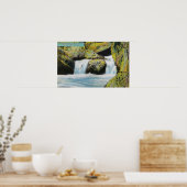 カピラーノキャニオン上流に跳躍サーモンのビュー ポスター (キッチン)