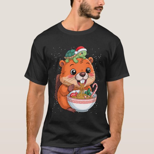 カピラ&タートルパックラーメンかわいいクリスマスカピラ Tシャツ (正面)