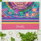 カフおもしろいェインChaos Cuss単語フローラストライプ名 キッチンタオル (折り畳み)