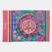 カフおもしろいェインChaos Cuss単語フローラストライプ名 キッチンタオル (横)