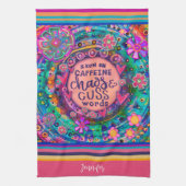 カフおもしろいェインChaos Cuss単語フローラストライプ名 キッチンタオル (縦)