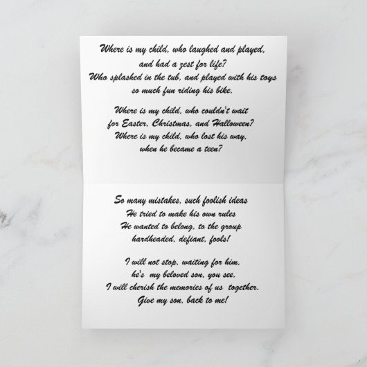 カフと詰まった私の与え息子のカード シーズンカード (内部)