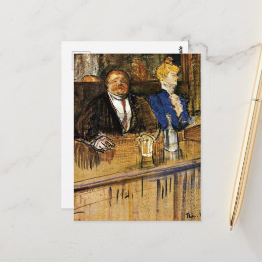 カフェでは、顧客とAnemic Cashier ポストカード (正面/裏面インサイチュ)