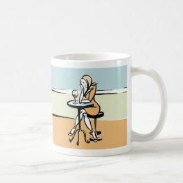 カフェで赤ワインを楽しむ少女 コーヒーマグカップ