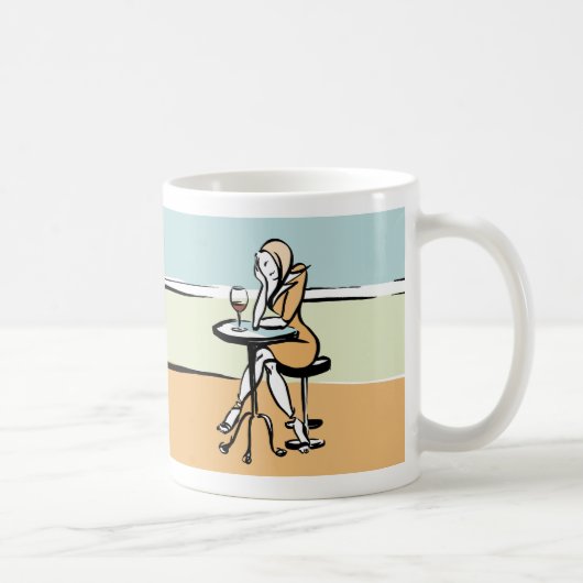 カフェで赤ワインを楽しむ少女 コーヒーマグカップ (右)