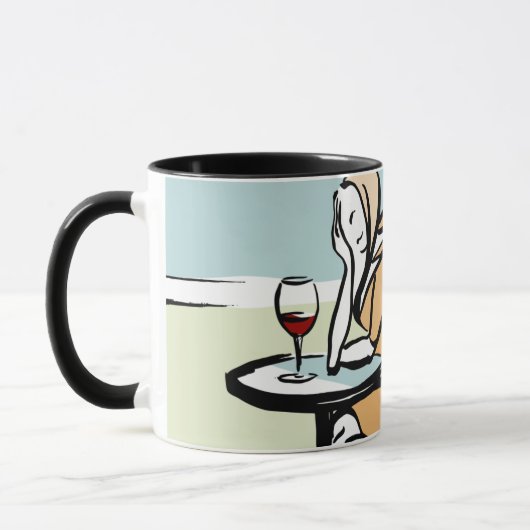 カフェで赤ワインを楽しむ少女 マグカップ (左)