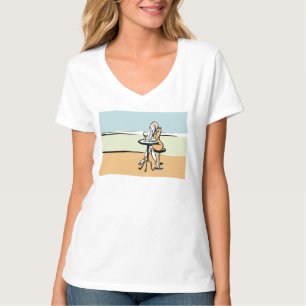 カフェで赤ワインを楽しむ少女 Tシャツ