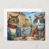 カフェで食べ物を着た猫 シーズンポストカード (正面/裏面)