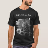 カフェにいる猫 珈琲好きな猫たち 雨の日のカフェ Tシャツ (正面)
