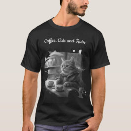 カフェにいる猫 珈琲好きな猫たち 雨の日のカフェ Tシャツ