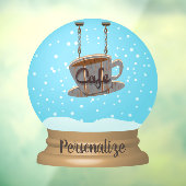 カフェのコーヒーサイン雪の地球の窓が張る ウィンドウサイン (シート3)