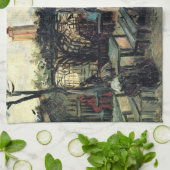 カフェのテラス、モンマルトル by ヴィンセント・ヴァン・ゴッホ キッチンタオル (折り畳み)