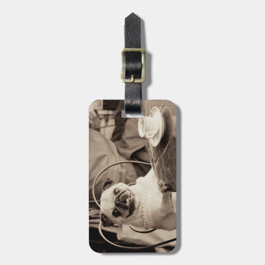 カフェのパグ ラゲッジタグ (正面縦)