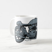 カフェのレーサーのクラシックな灰色 コーヒーマグカップ (正面左)
