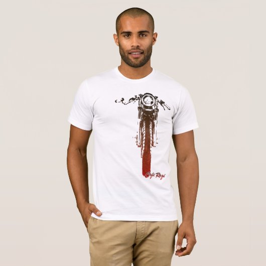 カフェのレーサーの正面の赤いヴィンテージはオートバイのスタイルを作りました Tシャツ (正面フル)