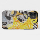 カフェのレーサー-ヴィンテージのオートバイの競争の絵画 Case-Mate iPhoneケース (裏面(横))