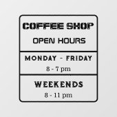 カフェの営業時間 ビジネスアワー ウィンドウサイン (シート)