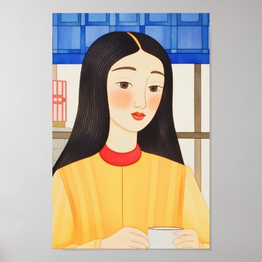 カフェの女性 ポスター (正面)