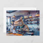 カフェの恐竜バリスタモダンー シーズンポストカード (正面/裏面)