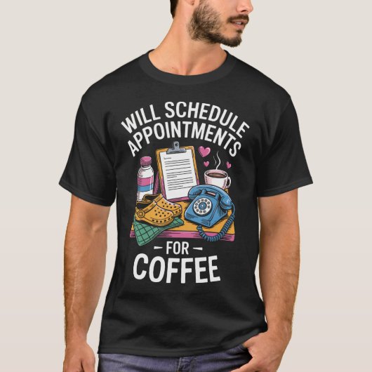 カフェの診療予約をスケジュールします Tシャツ (正面)