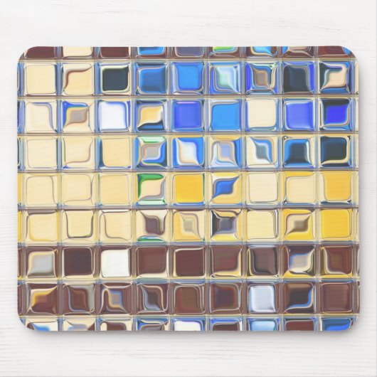 カフェの青い~ガラスのタイル マウスパッド (正面)