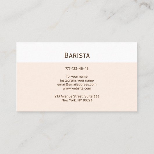 カフェや喫茶店の名刺。 名刺 (裏面)