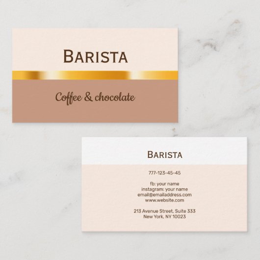 カフェや喫茶店の名刺。 名刺 (正面/裏面)