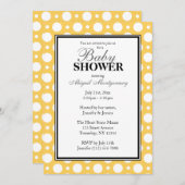 カフェイエローの組み合わせ水玉模様ベビーシャワー 招待状 (正面/裏面)