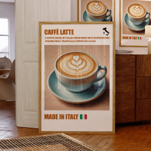 「カフェイタリアンラテプリント、エスプレッソ飲料ウォール ポスター