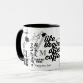 カフェイパーソナライズされたネコラージュ黒の名前 マグカップ (正面左)