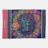 カフェインおもしろいクイーン引用文フローラハート名 キッチンタオル (横)