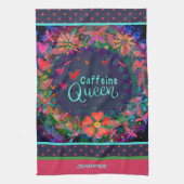 カフェインおもしろいクイーン引用文フローラハート名 キッチンタオル (縦)