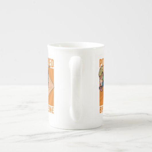 カフェインおもしろいサイクリストの漫画で動くアンテーター ボーンチャイナマグカップ (裏面)