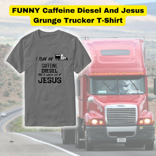 カフェインおもしろいディーゼルとイエスのトラックグランジカー Tシャツ