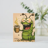 カフェインおもしろい入りキャタピラーの上の漫画スタイル ポストカード (スタンド正面)