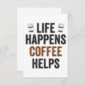 カフェインおもしろい恋人の生活がコーヒーを起こ救済す サンキューカード (正面/裏面)