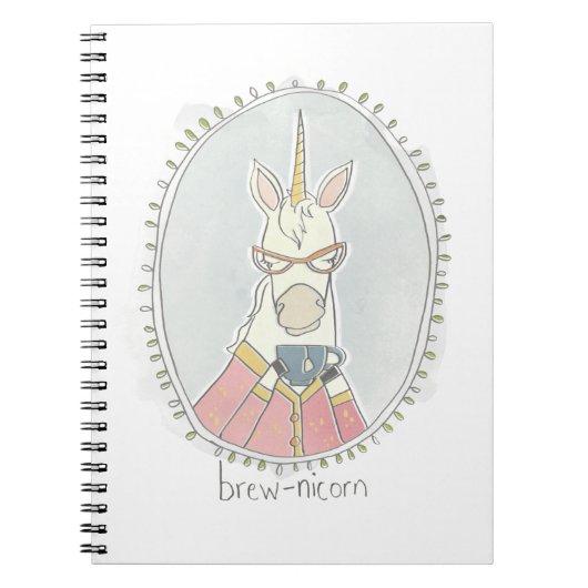 カフェインかわいこちゃん | Brew Unicorn ノートブック (正面)