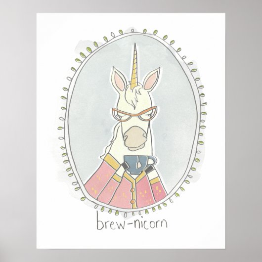 カフェインかわいこちゃん | Brew Unicorn ポスター (正面)