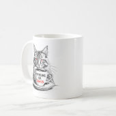 カフェインかカオスか ネコ コーヒー好き マグカップ (正面左)