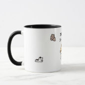 カフェインが先、猫の態度はその後ろ | 楽しい猫のコーヒー マグカップ (左)