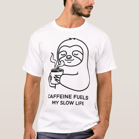 カフェインが私のスローライフを支える Tシャツ (正面)