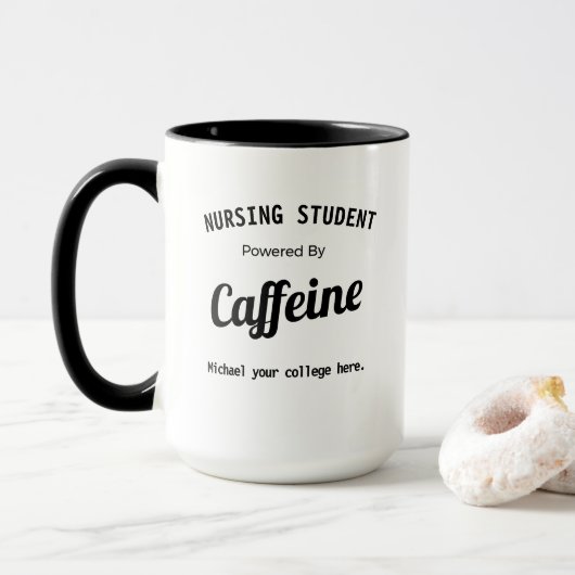 カフェインで動くカスタム看護学生グッズ マグカップ (ドーナツ付き)