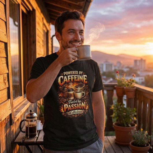 カフェインで動く - コーヒー愛好家 Tシャツ
