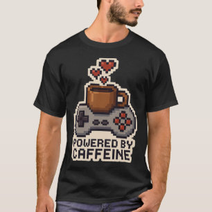 カフェインで動く ピクセルアート ゲーマー コーヒー好き G Tシャツ