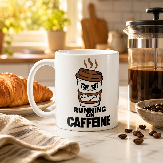 カフェインで走る面白いランナー コーヒーマグ サラリーマンジョーク コーヒーマグカップ